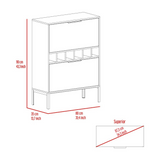 Lyrata Bar Cabinet with Six Built-In Wine Rack Cubbies, Double-Door Storage Compartment, Multiple Interior Spaces and Modern Elevated Design for Organized Home Entertaining, Beverage Display and Stylish Bar Setup