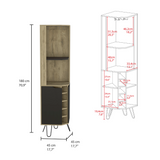 Tuhome Audra Corner Bar Cabinet with Six Built-In Wine Rack Compartments, Two Open Display Shelves, Four Interior Shelves Behind Door and Cup Rack, Space-Saving Home Bar Storage for Modern Entertaining Spaces