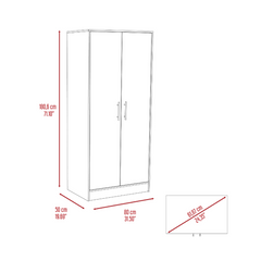 Ambery 180 Armoire, Double Door, Metal Rod, One Drawer