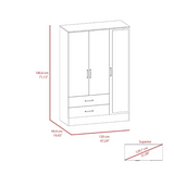 Bolton 120 Mirrored Armoire, Double Door Cabinet, Two Drawers, Single Door With Mirror, Rods