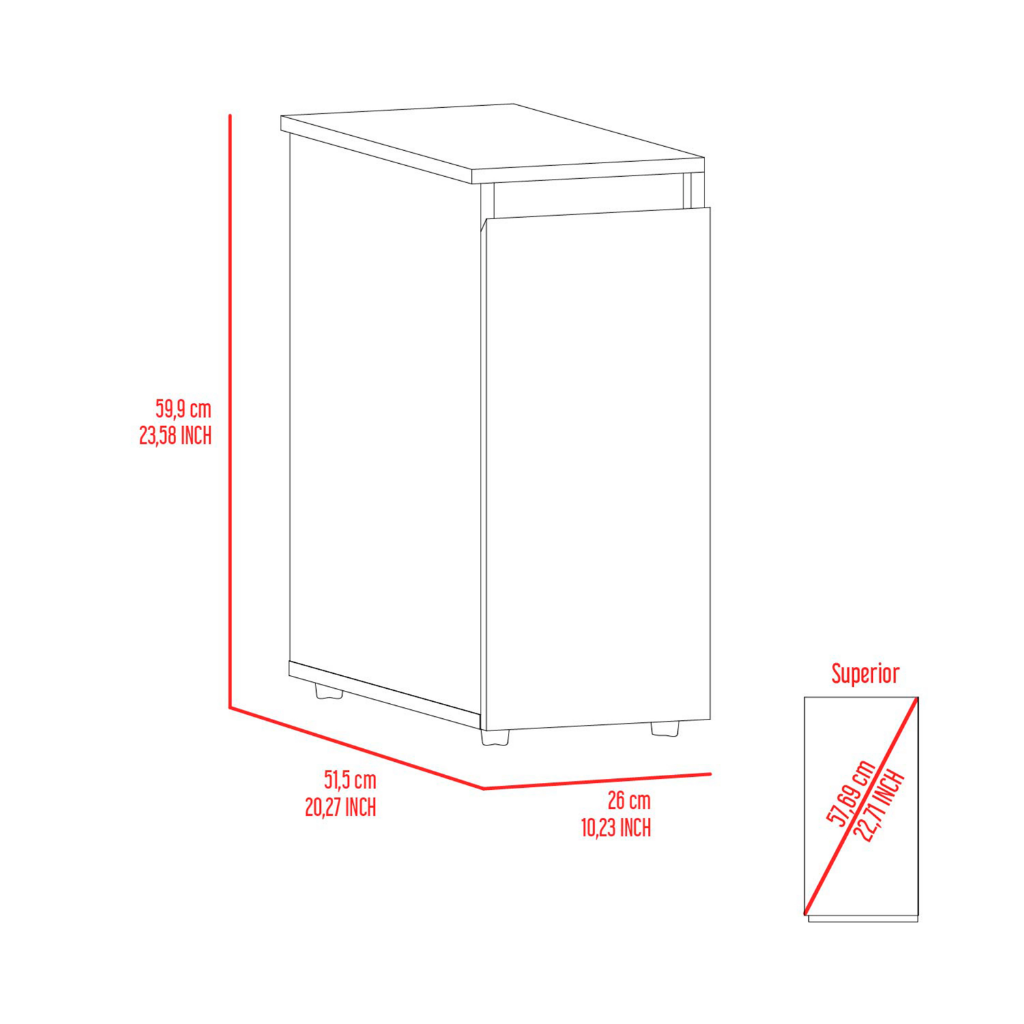 Nova Bathroom Storage Cabinet, One Drawer, Liftable Top