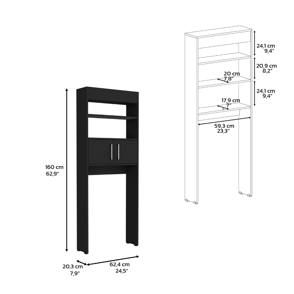 Atlas Over The Toilet Cabinet, Two Shelves, Double Door