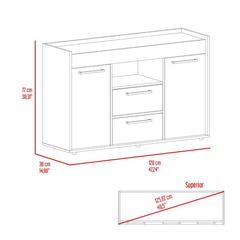 Hart Sideboard Double Door Cabinet, One Open Shelf