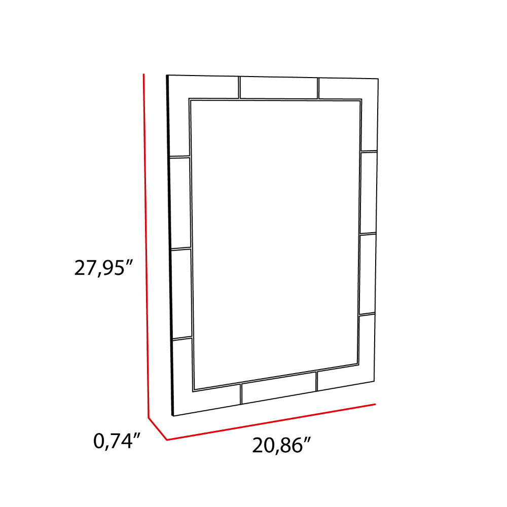 Mirror Hawea, Framed Rectangle Mirror With Grid, Looking Glass