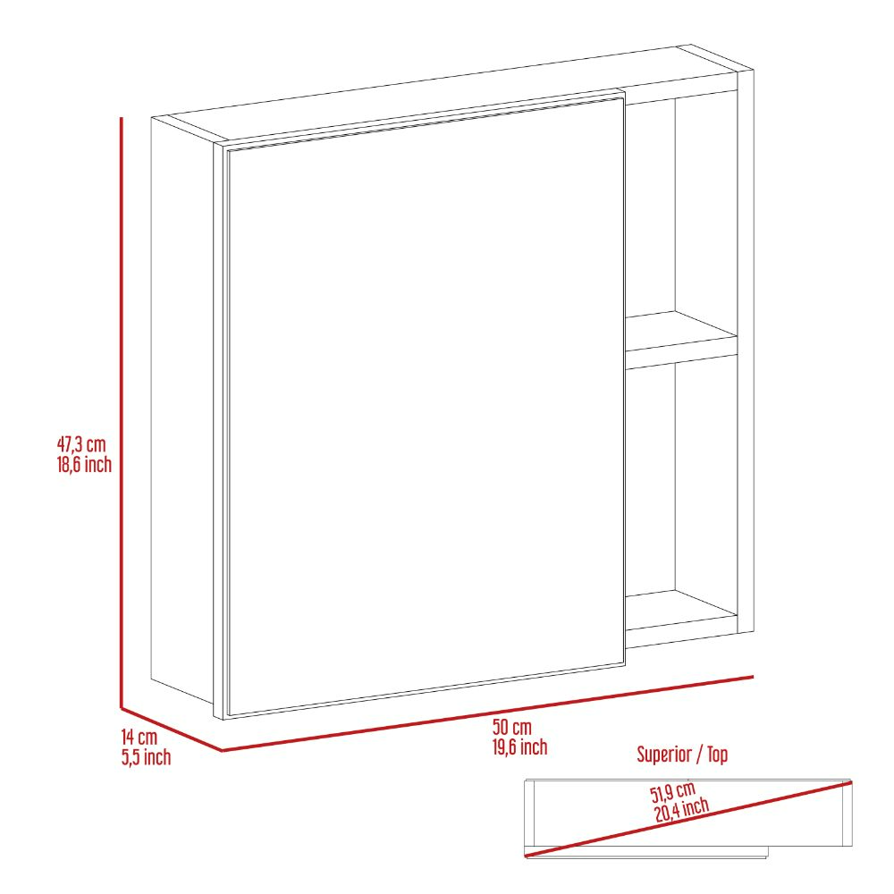 Kazan Medicine Single Door Cabinet,  Two External Shelves, Three Inerior Shelves