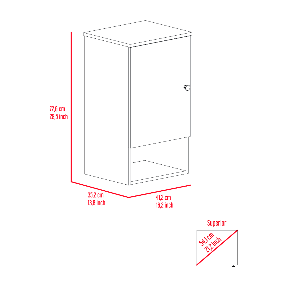 Cottonwood Medicine Single Door Cabinet, Three Shelves