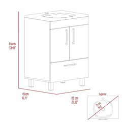 Essential Single Bathroom Vanity, One Draw, Double Door Cabinet