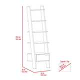 Oslo Ladder Bookcase with Five Spacious Open Shelves, Single Storage Drawer, Four-Leg Modern Frame and Decorative Display Design for Organizing Books, Showcasing Décor and Enhancing Contemporary Living or Office Spaces