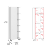 Tuhome Urano Mirror Linen Cabinet with Four Interior Shelves, Five External Shelves, Modern Design for Bathroom, Kitchen, or Bedroom Storage