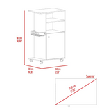 Clip Kitchen Cart with Spacious Countertop, Single-Door Storage Cabinet, Additional Rack Shelf and Smooth-Rolling Four Casters for Mobile Organization, Microwave Support