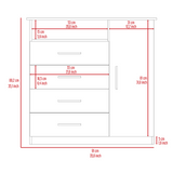 Sierra 4 Drawer Dresser, Single Door Cabinet, One Open Shelf