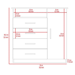 Sierra 4 Drawer Dresser, Single Door Cabinet, One Open Shelf