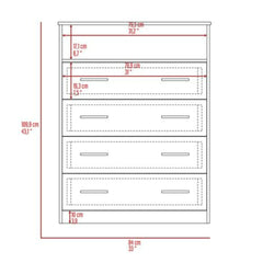 Sanna Four Drawer Dresser, One Open Shelf