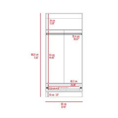 Ambery 180 Armoire, Double Door, Metal Rod, One Drawer