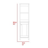 Tuhome St. Clair Linen Cabinet with Two Interior Shelves, Two Open Display Shelves, Single Door Storage Compartment, Space-Saving Vertical Design and Ample Organization for Towels and Bathroom Essentials
