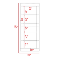 Poros Bookcase, Five Shelves, Vertical Design