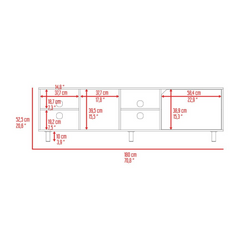 Valdivia Tv Stand For TV´S Up 70", Four Open Shelves, Five Legs