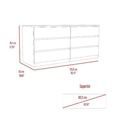 Asteria 6 Drawer Double Dresser, Metal Handles