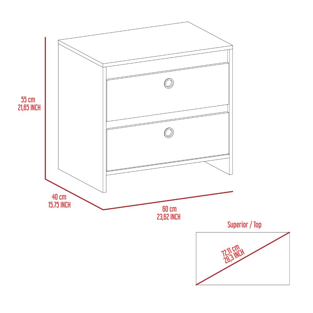 Mercury Nightstand, Two Drawers