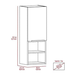 Jasper Bathroom Single Door Cabinet, Two Open Shelves, Two Interior