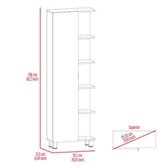 Venus Linen Single Door Cabinet, Five External Shelves, Four Interior Shelves