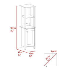 New Haven Linen Single Door Cabinet, Two Interior Shelves, Two Open Shelves