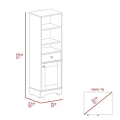 Norwalk Linen Single Door Cabinet, Three External Shelves, One Drawer, Two Interior Shelves