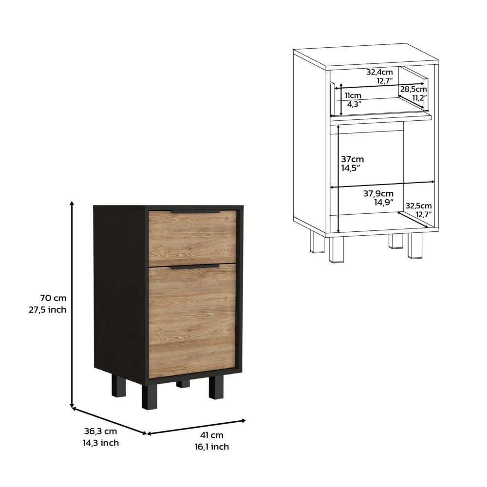 Accra Nightstand, One Drawer, One Cabinet, Four Legs