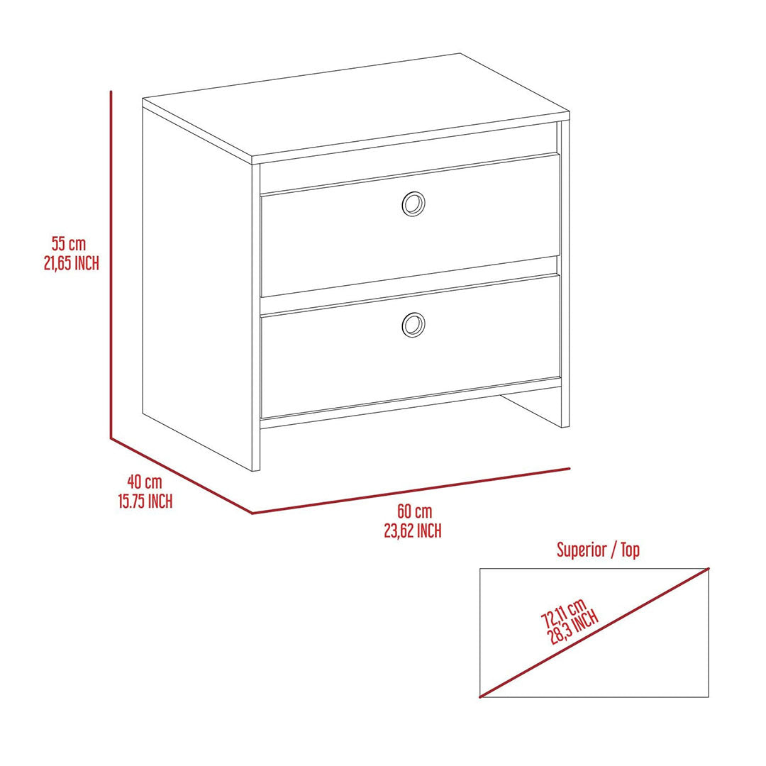 Idaly Nightstand, Superior Top, Two Drawers