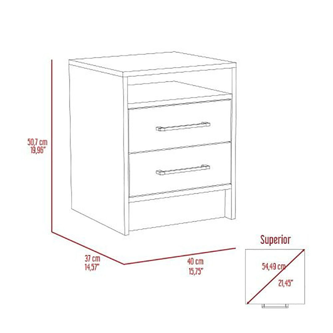 Eter Nightstand, Superior Top, Two Drawers