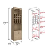 Tuhome Being Kava Bar Cabinet with Double Door Storage, Two Open Shelves, Sixteen Built-In Wine Rack Cubbies, Integrated Glass Rack and Vertical Home Bar Organizer for Cocktail Preparation and Bottle Display