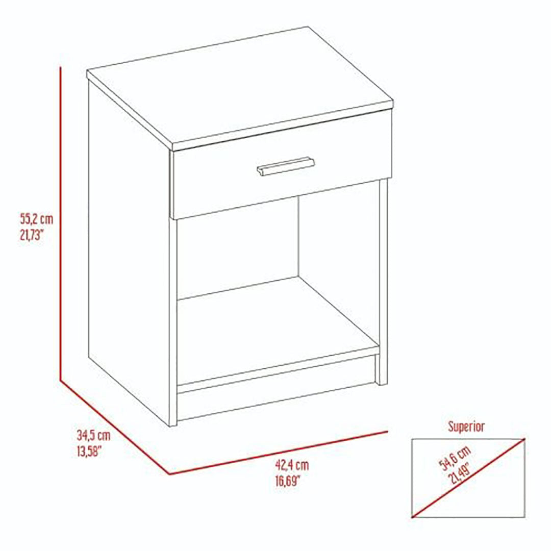 Eco Nightstand, Superior Top, Single Drawer, Lower Shelf