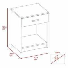 Eco Nightstand, Superior Top, Single Drawer, Lower Shelf