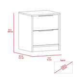 Kaia Nightstand, Two Drawers, Metal Handle