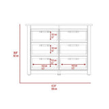 Becca 6 Drawer Double Dresser, Metal Hardware