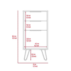 Augusta Light Dresser, Hairpin Legs, Superior Top,Three Drawers