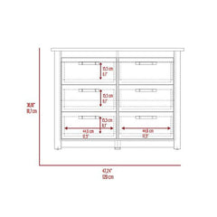 Becca 6 Drawer Double Dresser, Metal Hardware