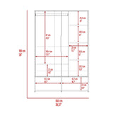 Rosie Armoire, Two Open Shelves, Double Door, Five Shelves, Hanging Rod