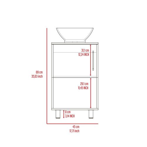 Pittsburgh Single Bathroom Vanity, One Open Shelf, Single Door Cabinet