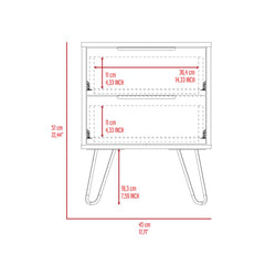 Kentia Nightstand, Hairpin Legs, Two Drawers