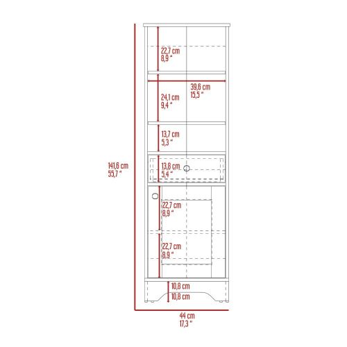 Norwalk Linen Single Door Cabinet, Three External Shelves, One Drawer, Two Interior Shelves