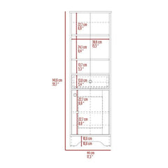 Norwalk Linen Single Door Cabinet, Three External Shelves, One Drawer, Two Interior Shelves