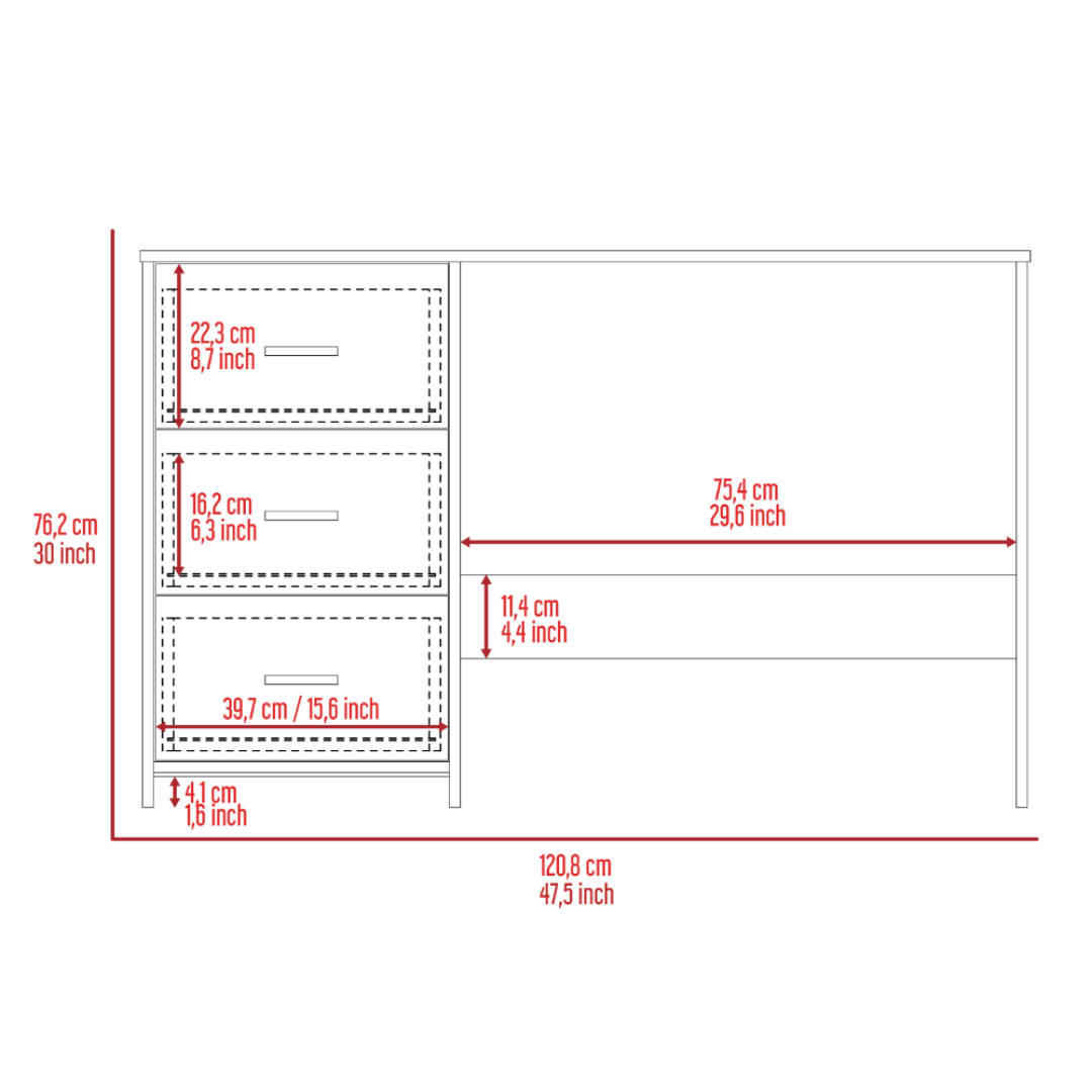 3 Drawers Writing Desk
