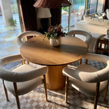 Dwen & Melbourne 46" Round & Boucle Dining Table Set for 4 (5-Piece)