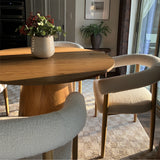 Dwen & Melbourne 46" Round & Boucle Dining Table Set for 4 (5-Piece)