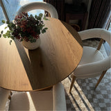 Dwen & Melbourne 46" Round & Boucle Dining Table Set for 4 (5-Piece)