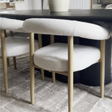 Dwen & Melbourne 35" Round & Boucle Dining Table Set for 2 (3-Piece)