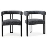 Mia Upholstered Tweed Dining Chair with Arms (Set of 2)