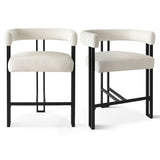 Mia 24" Modern Velvet Counter Stool with Arms (Set of 2)