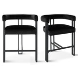 Mia 24" Modern Velvet Counter Stool with Arms (Set of 3)